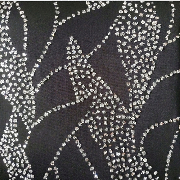 Diamond's Run Black Formal Dress Midi Silver Glitter Drop Waist Vintage 80s Prom - Picture 10 of 10